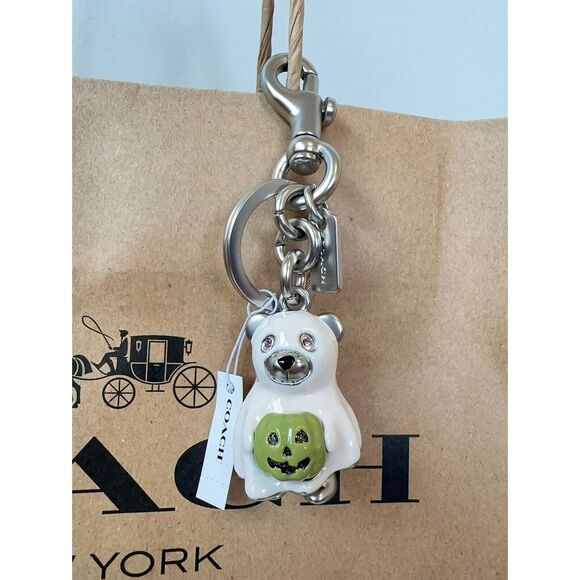 COACH 2024 HALLOWEEN GHOST BEAR BAG CHARM/KEY RING CW483 - Picture 1 of 5